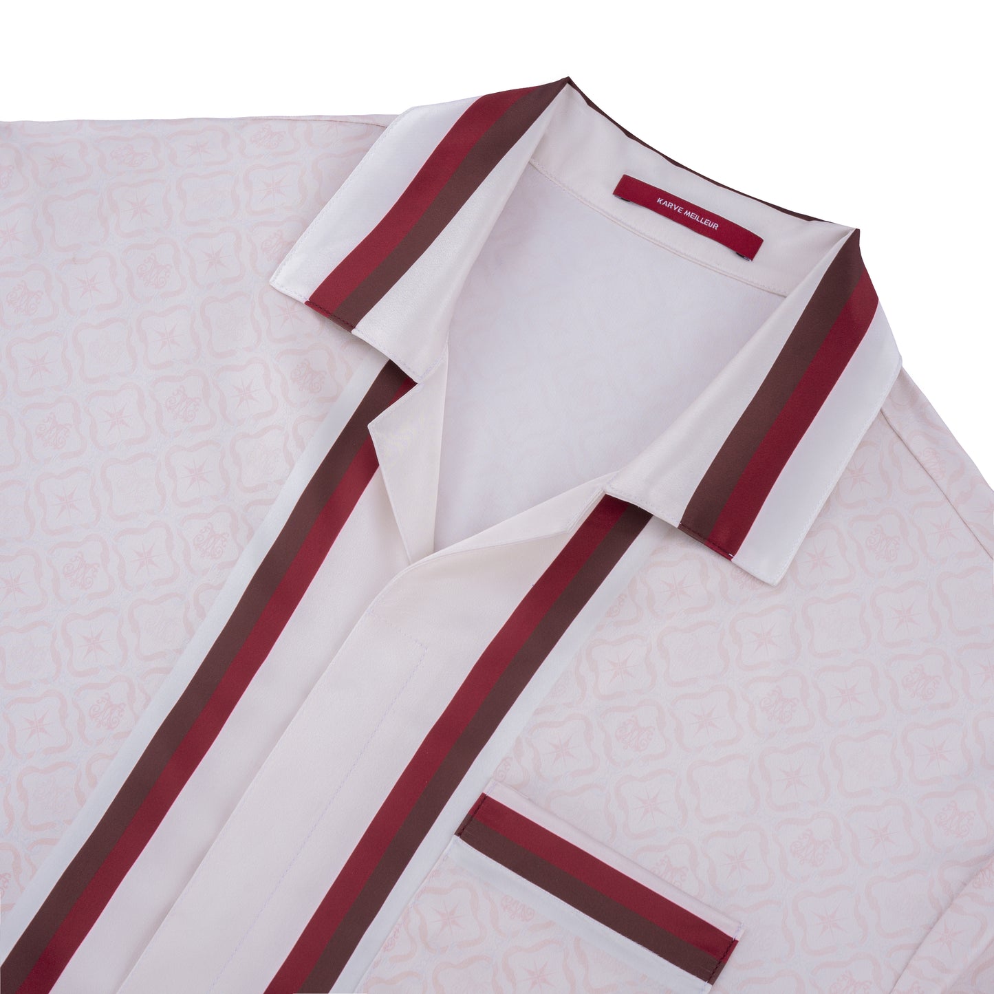 K Mania Red Silk Shirt | Printed Silk Short-Sleeve Luxury Monogram Design