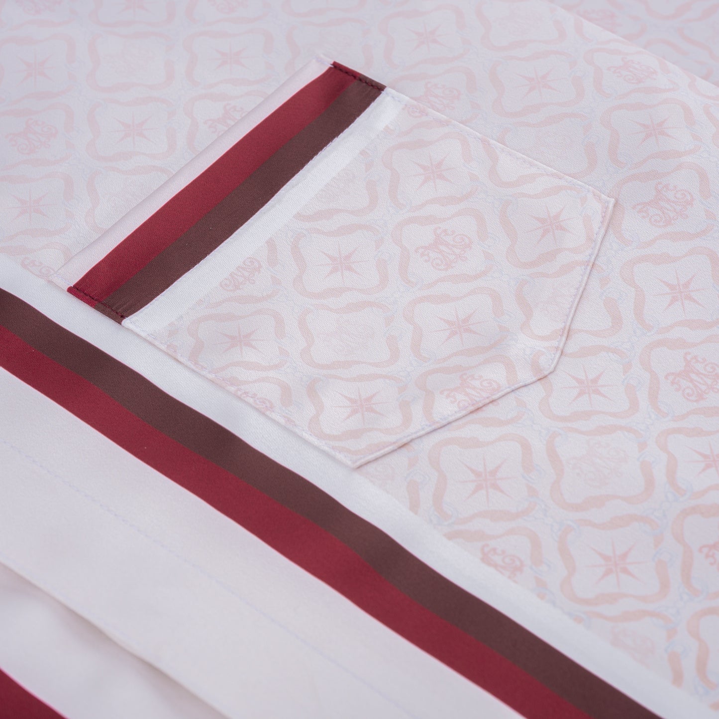 K Mania Red Silk Shirt | Printed Silk Short-Sleeve Luxury Monogram Design