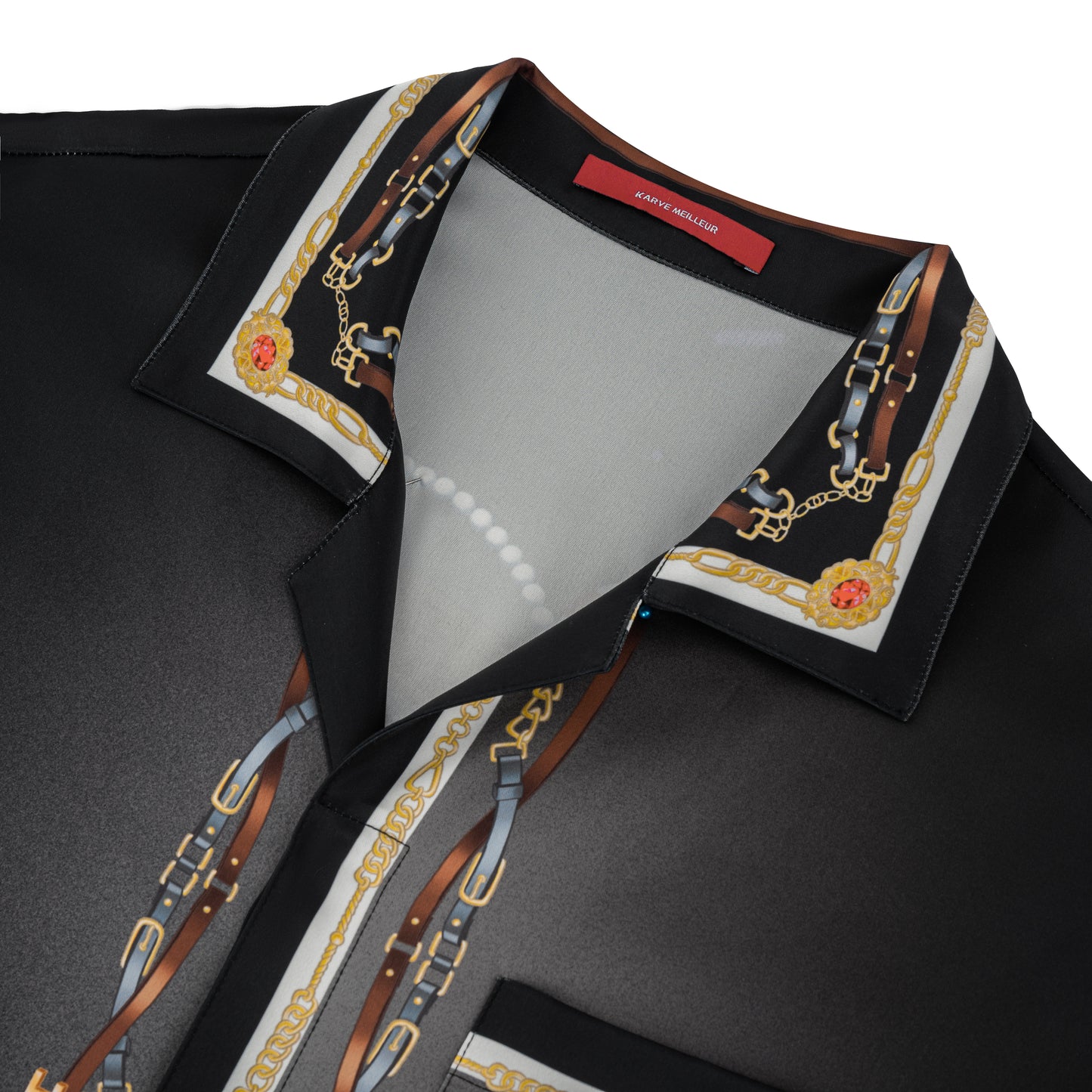 Black Ace Silk Shirt | Printed Silk Cuban Collar Short Sleeve Decadent Dice Game