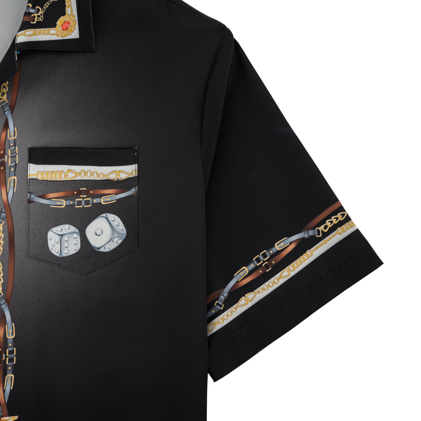 Black Ace Silk Shirt | Printed Silk Cuban Collar Short Sleeve Decadent Dice Game