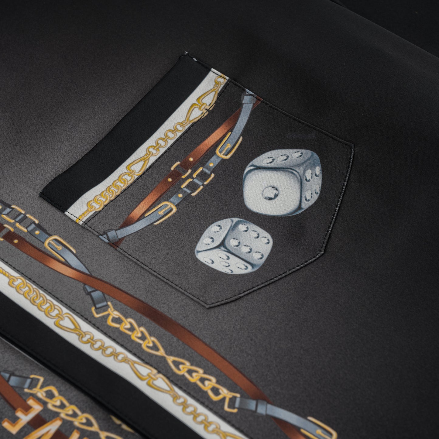 Black Ace Silk Shirt | Printed Silk Cuban Collar Short Sleeve Decadent Dice Game