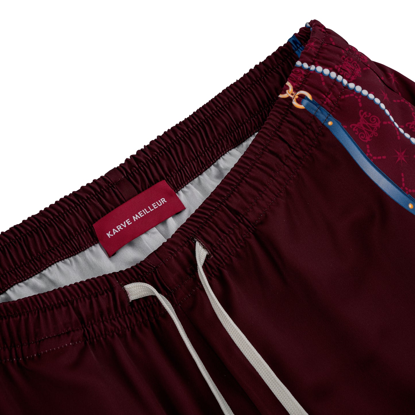 The Night Duke Silk Pants | Designer Silk Taffeta Card Print Resort Pants