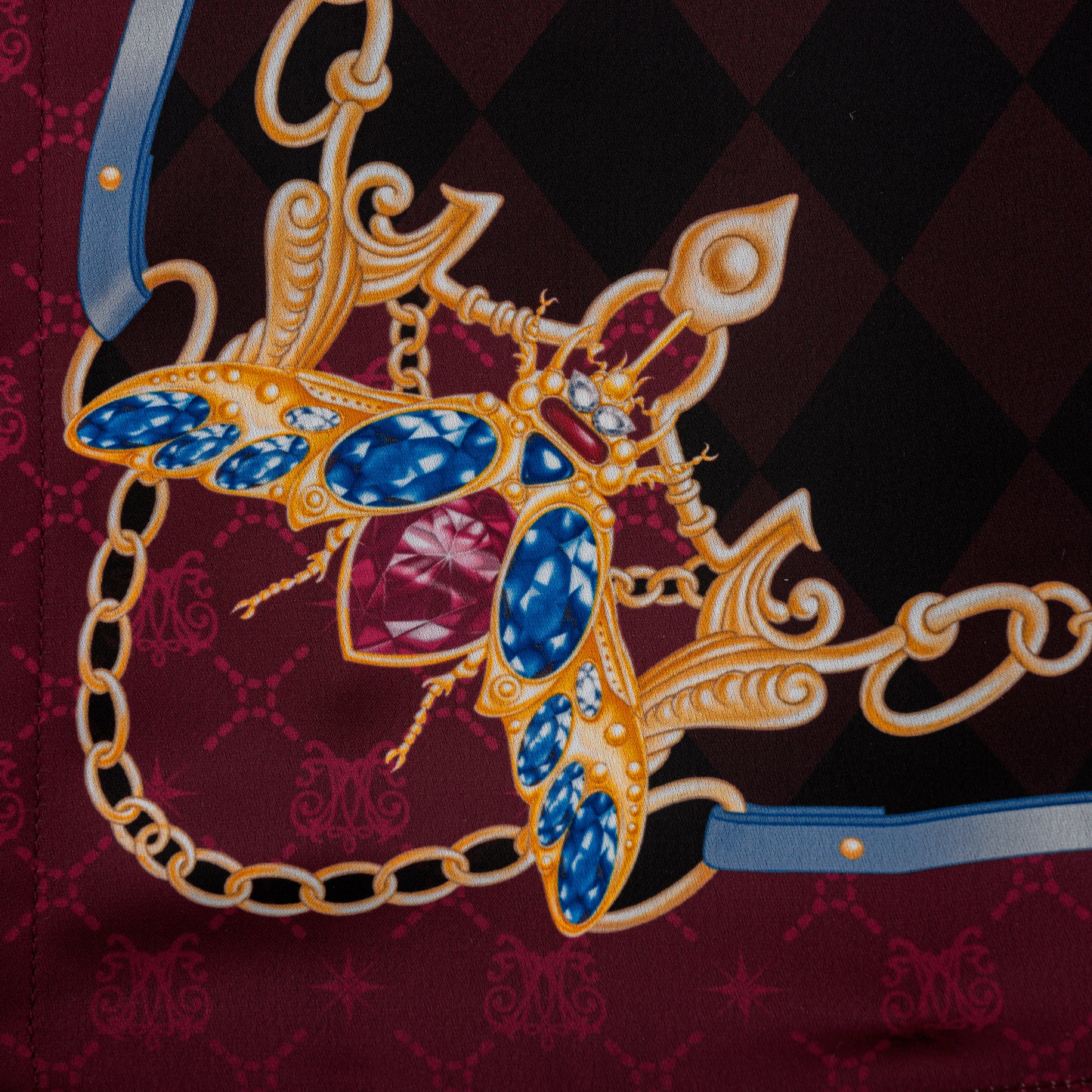 The Night Duke Long-Sleeve Silk Shirt | Designer Silk Taffeta Card Print Cuban Collar Shirt