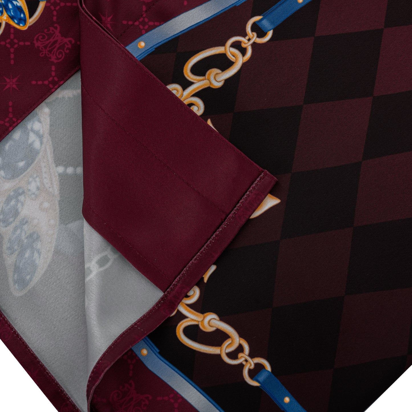 The Night Duke Long-Sleeve Silk Shirt | Designer Silk Taffeta Card Print Cuban Collar Shirt