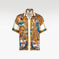 Ivory Tiger Silk Shirt | Relaxed Short Sleeve Cuban Collar Shirt