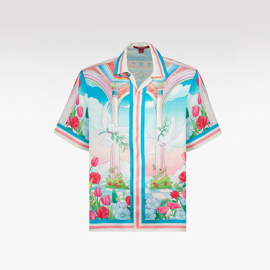 Dove Paradise Silk Shirt | Relaxed Short Sleeve Cuban Collar Shirt
