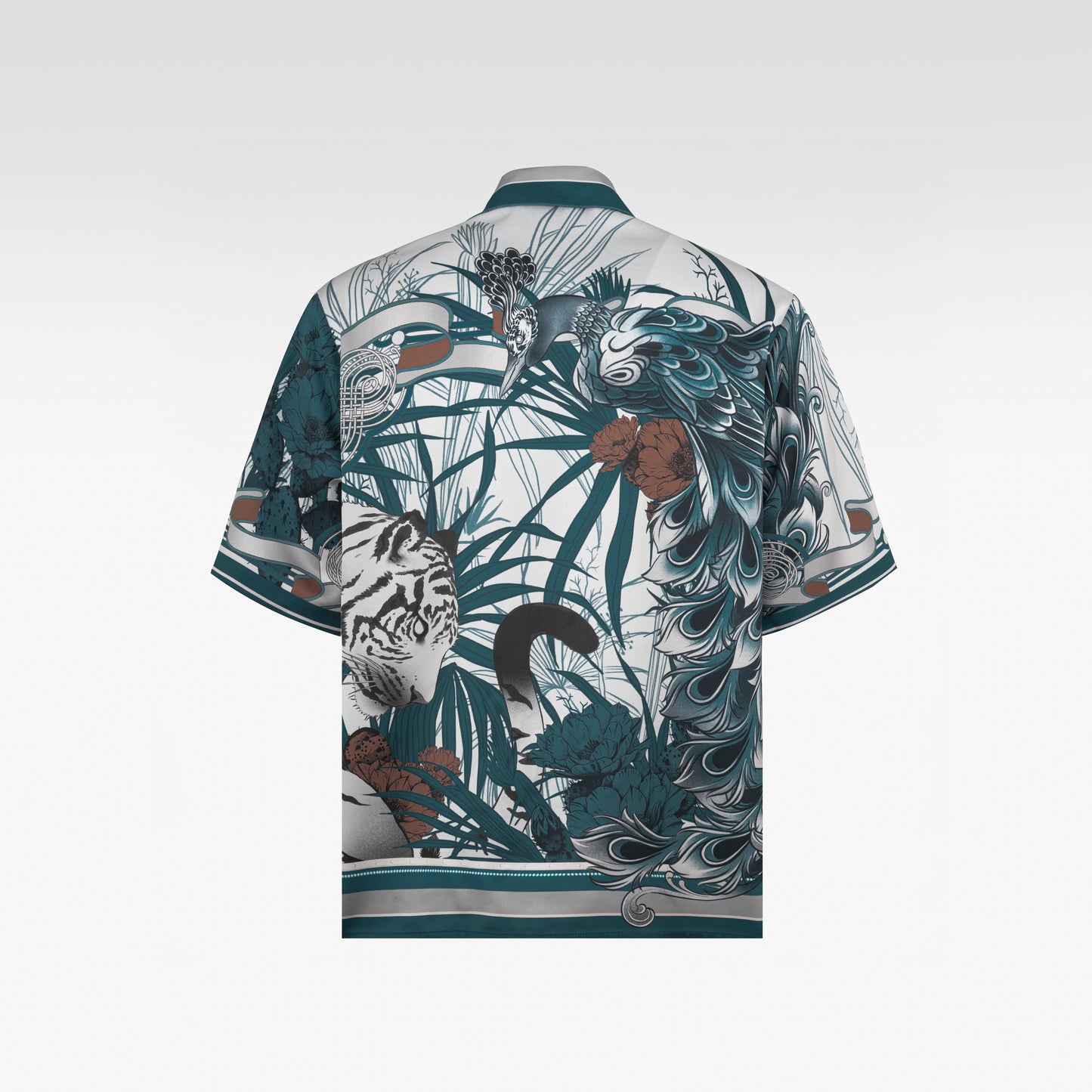 Verdant Realm Silk Shirt | Relaxed Fit Short-Sleeve Cuban Collar Silk Shirt