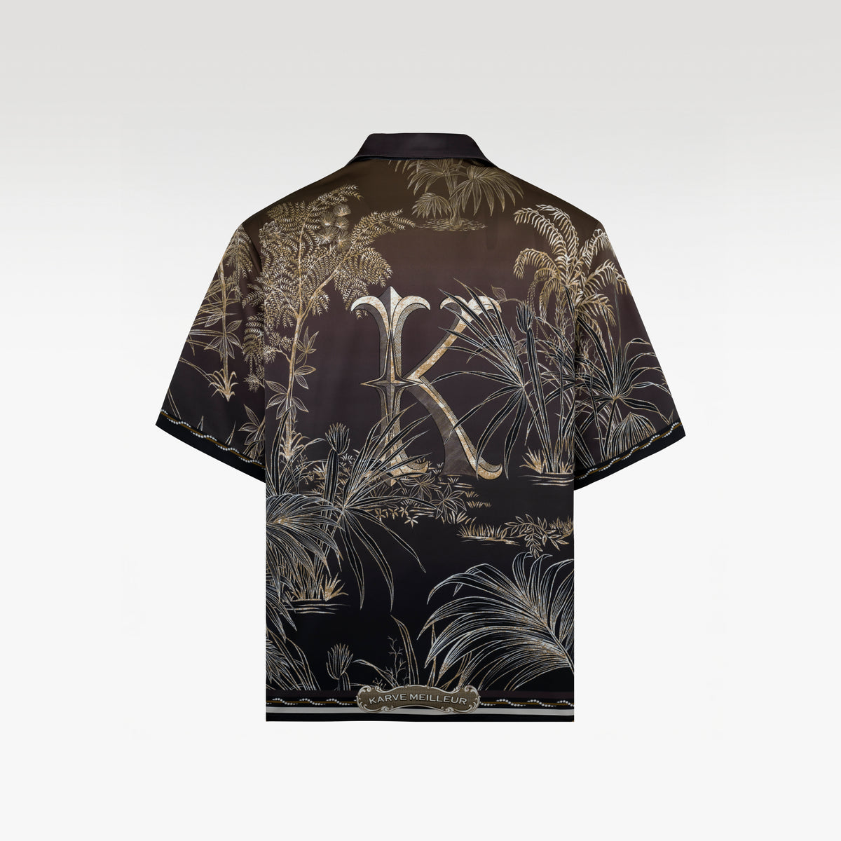 Tiger Black Silk Shirt | Relaxed Short Sleeve Cuban Collar Shirt