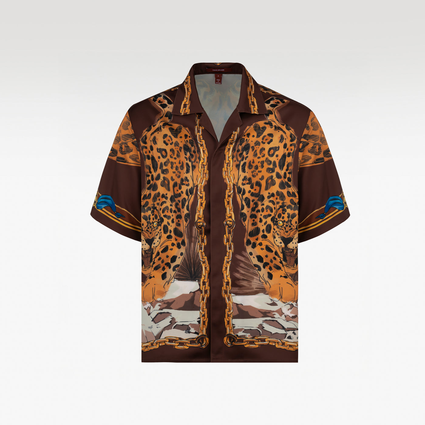 Tiger Red Silk Shirt | Relaxed Short Sleeve Cuban Collar Shirt