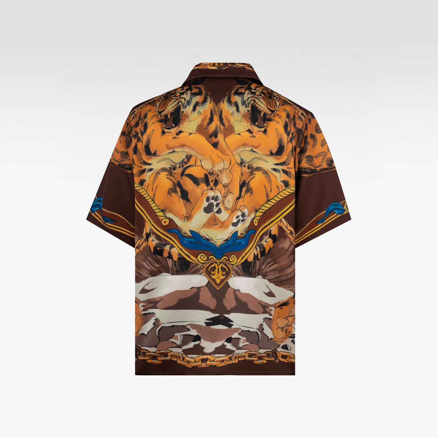 Tiger Red Silk Shirt | Relaxed Short Sleeve Cuban Collar Shirt