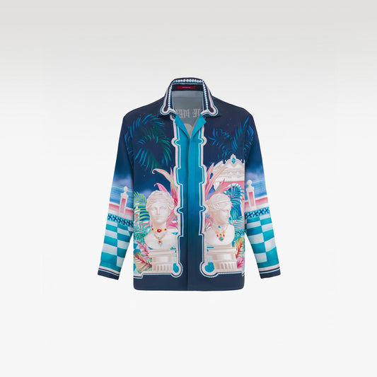 The Playa Duke Silk Shirt | Premium Printed Silk Taffeta Cuban Collar Long Sleeve Maximalist Tropical Baroque
