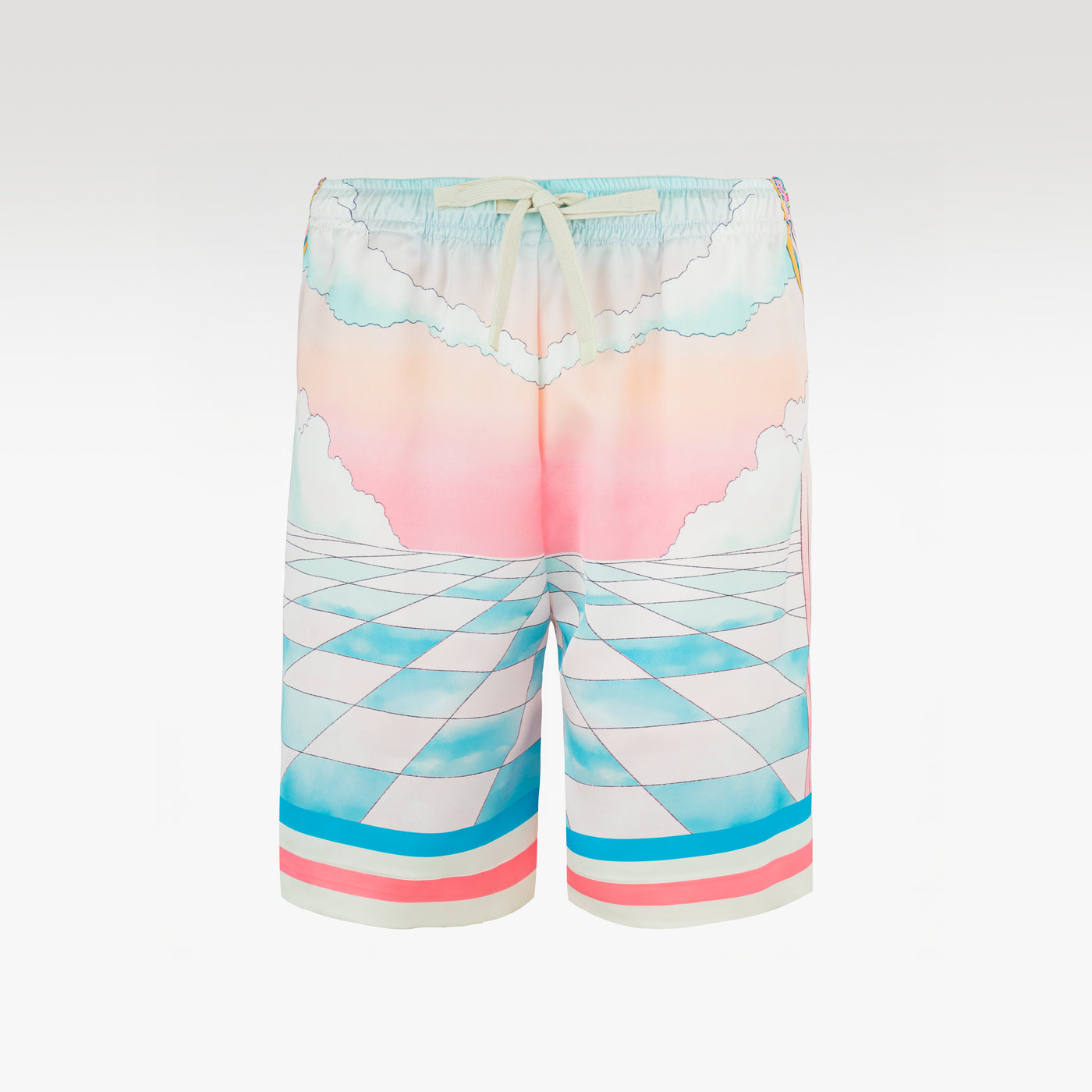 Dove Paradise Silk Shorts | Drawstring Elastic Waistband Silk Shorts