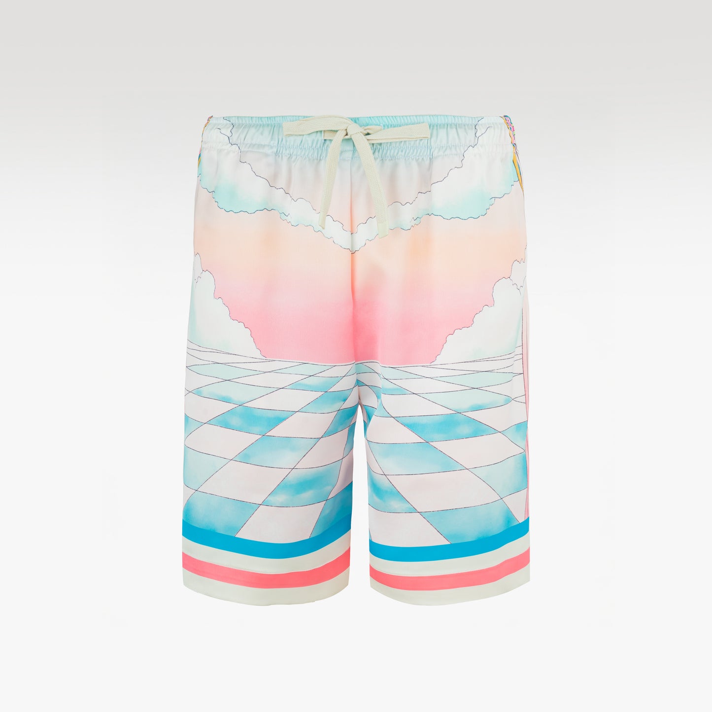 Dove Paradise Silk Shorts | Drawstring Elastic Waistband Silk Shorts
