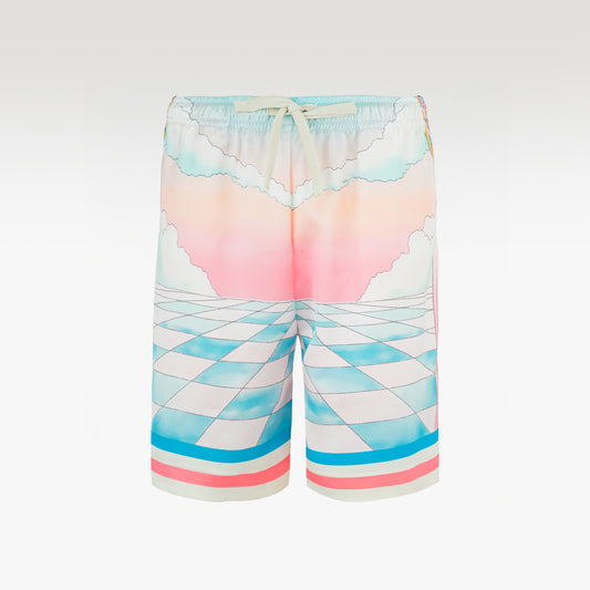 Dove Paradise Silk Shorts | Drawstring Elastic Waistband Silk Shorts