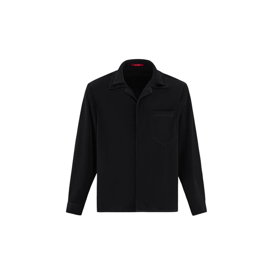 Luna Noir Shirt | Premium Obsidian Black Textured Shimmer Finish
