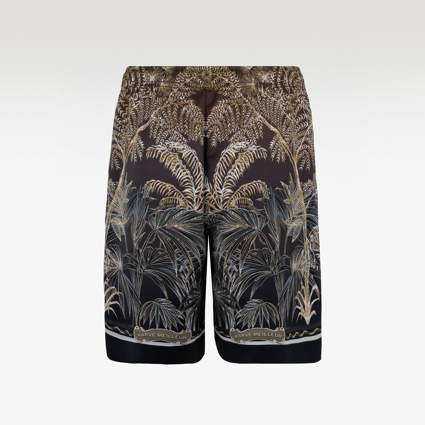 Tiger Black Silk Shorts | Drawstring Elastic Waistband Silk Shorts