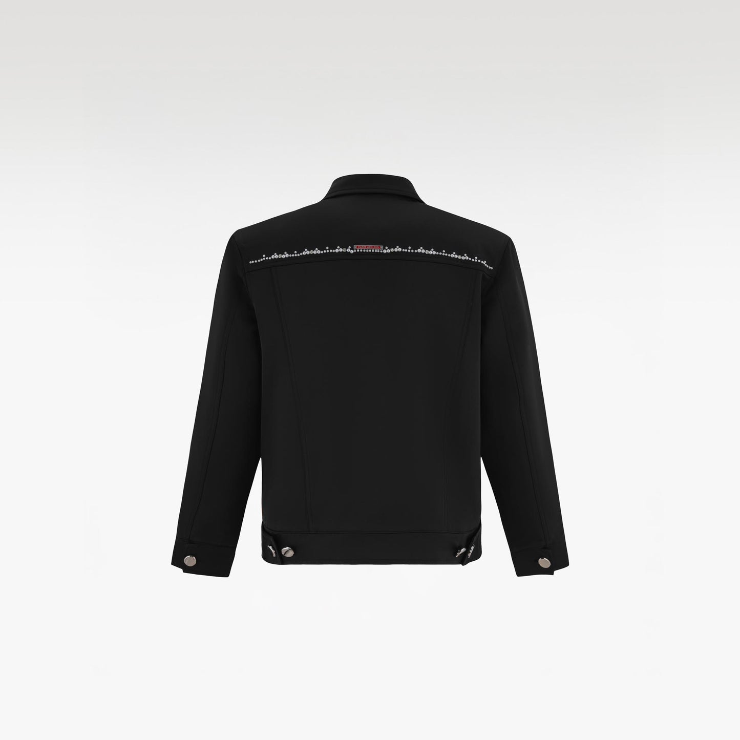 Midnight Glow Silk Jacket | Premium Black Silk Satin Pearl & Crystal Embellished