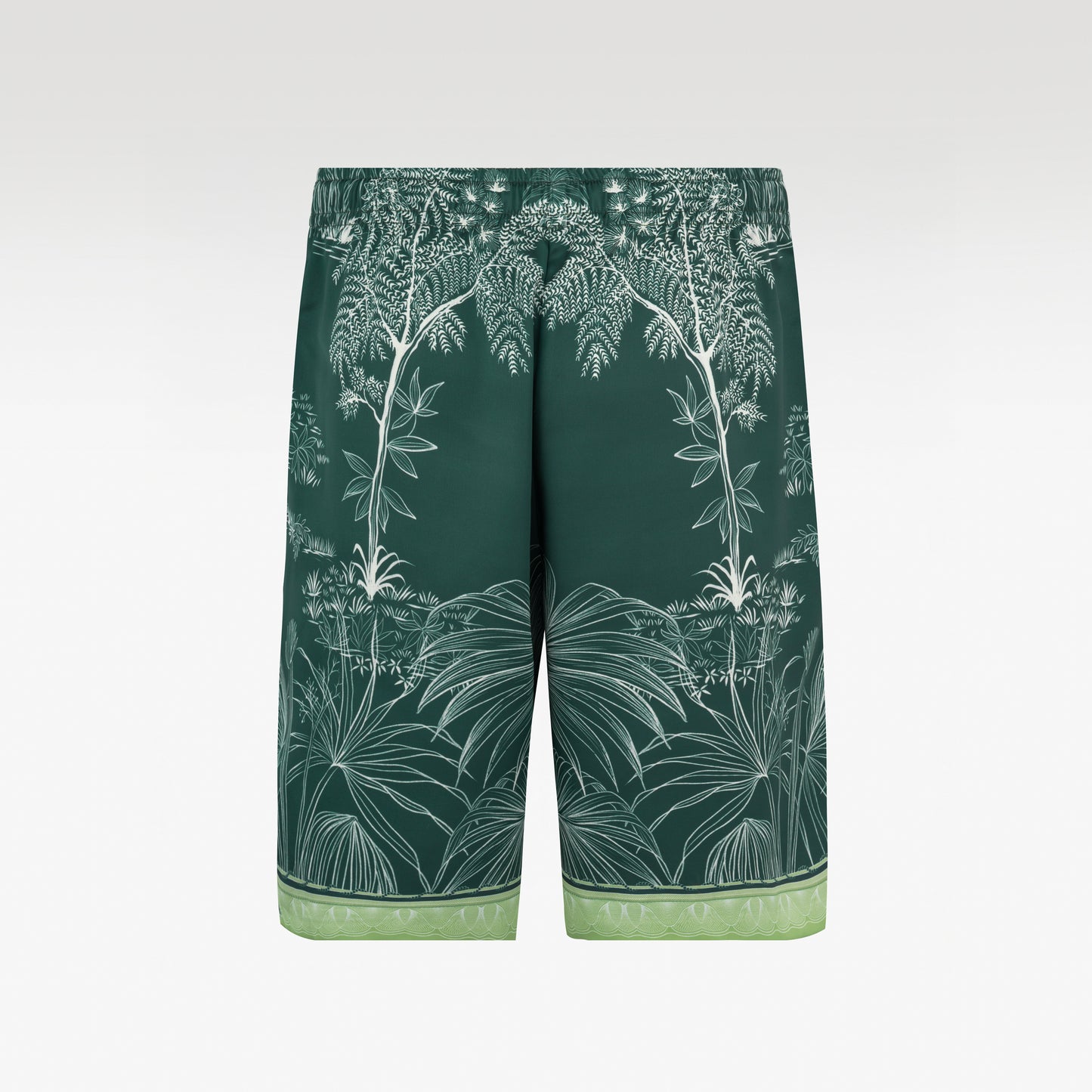 Tiger Green Silk Shorts | Drawstring Elastic Waistband Silk Shorts