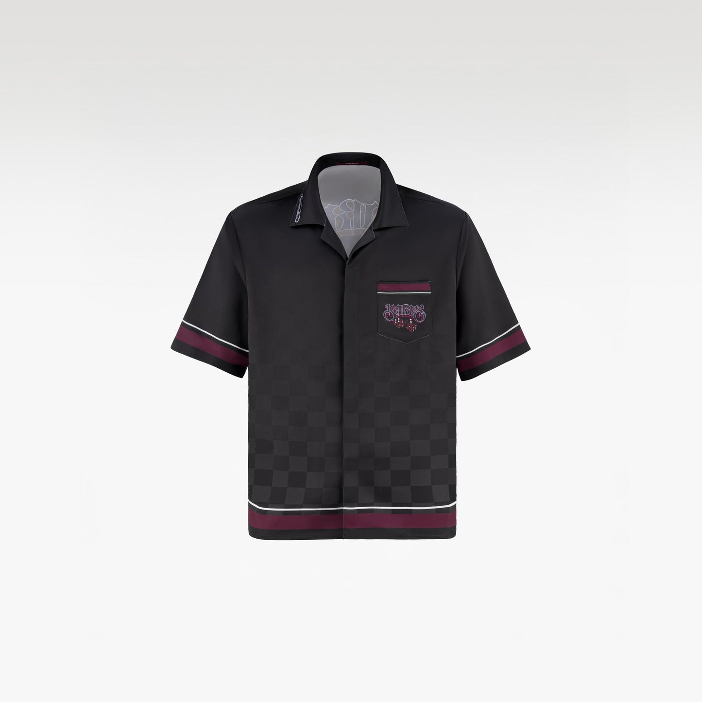 Lucky-K Silk Shirt | Printed Silk Relaxed Cuban Collar Short Sleeve Midnight Dice Checkerboard