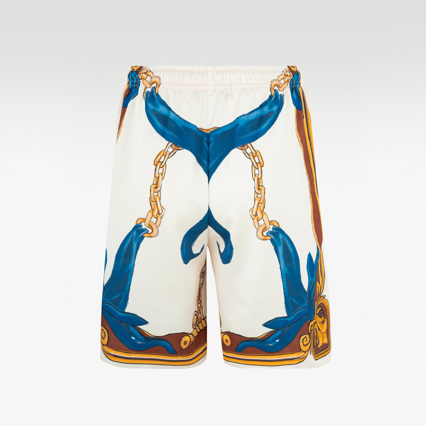 Ivory Tiger Silk Shorts | Drawstring Elastic Waistband Silk Shorts