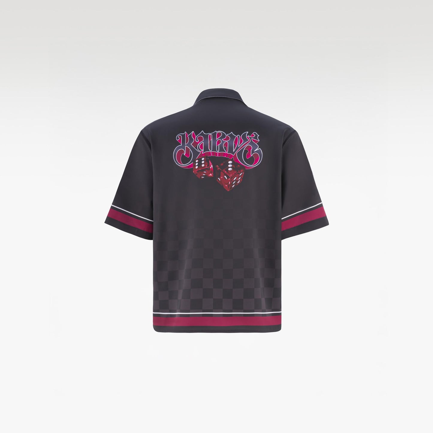 Lucky-K Silk Shirt | Printed Silk Relaxed Cuban Collar Short Sleeve Midnight Dice Checkerboard