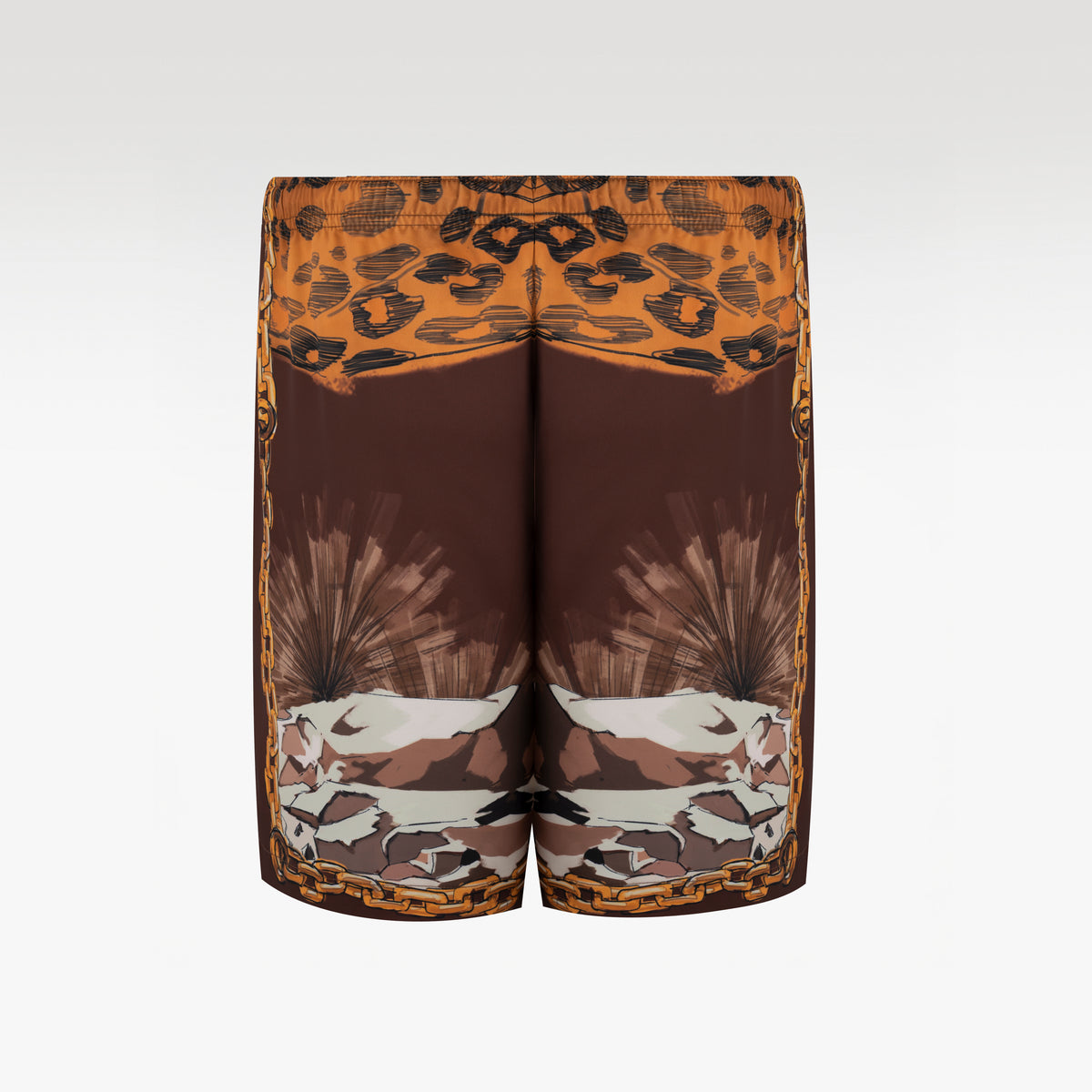 Tiger Red Silk Shorts | Drawstring Elastic Waistband Silk Shorts