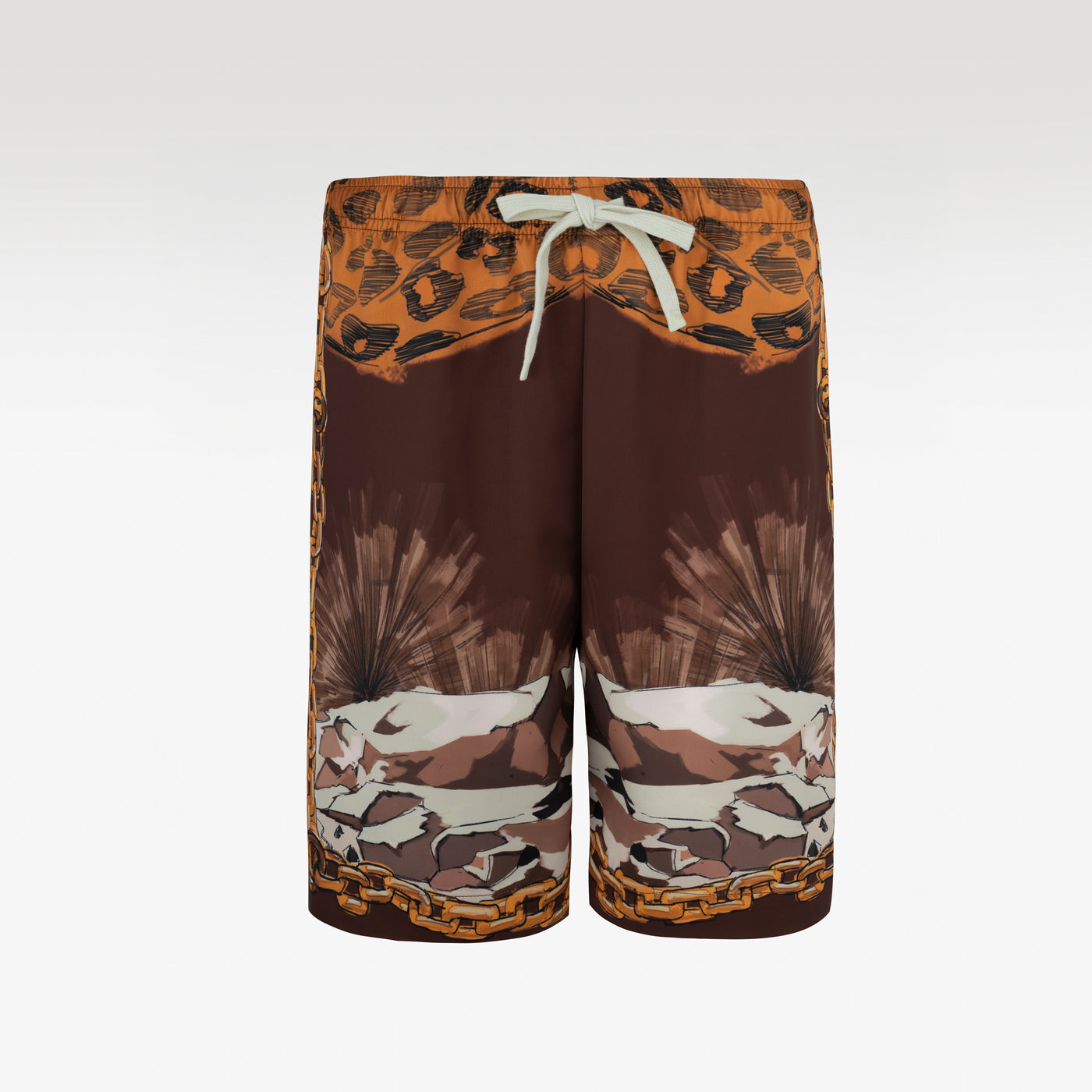 Tiger Red Silk Shorts | Drawstring Elastic Waistband Silk Shorts
