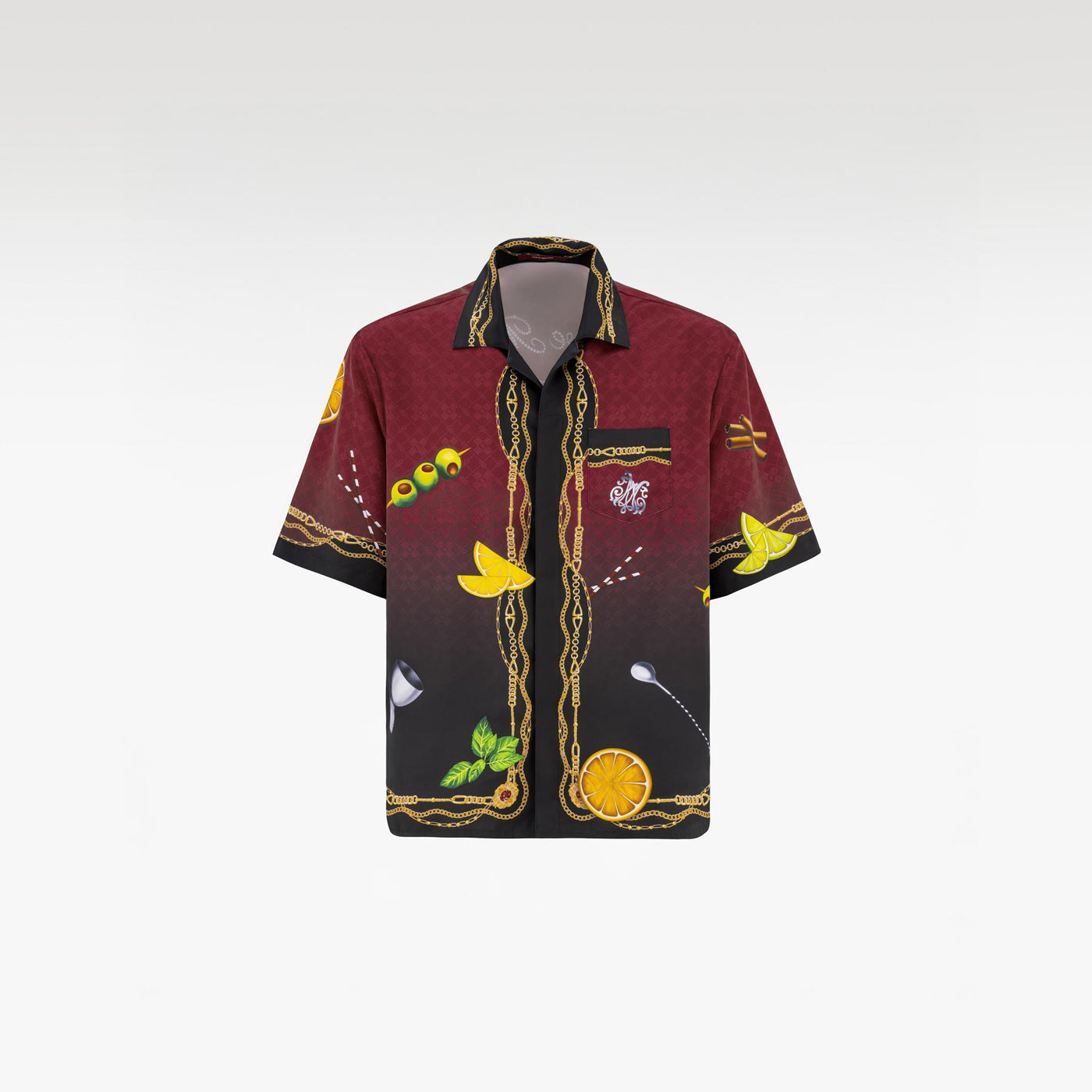 Agent 00K Silk Shirt | Printed Taffeta Burgundy Gradient Cocktail Print