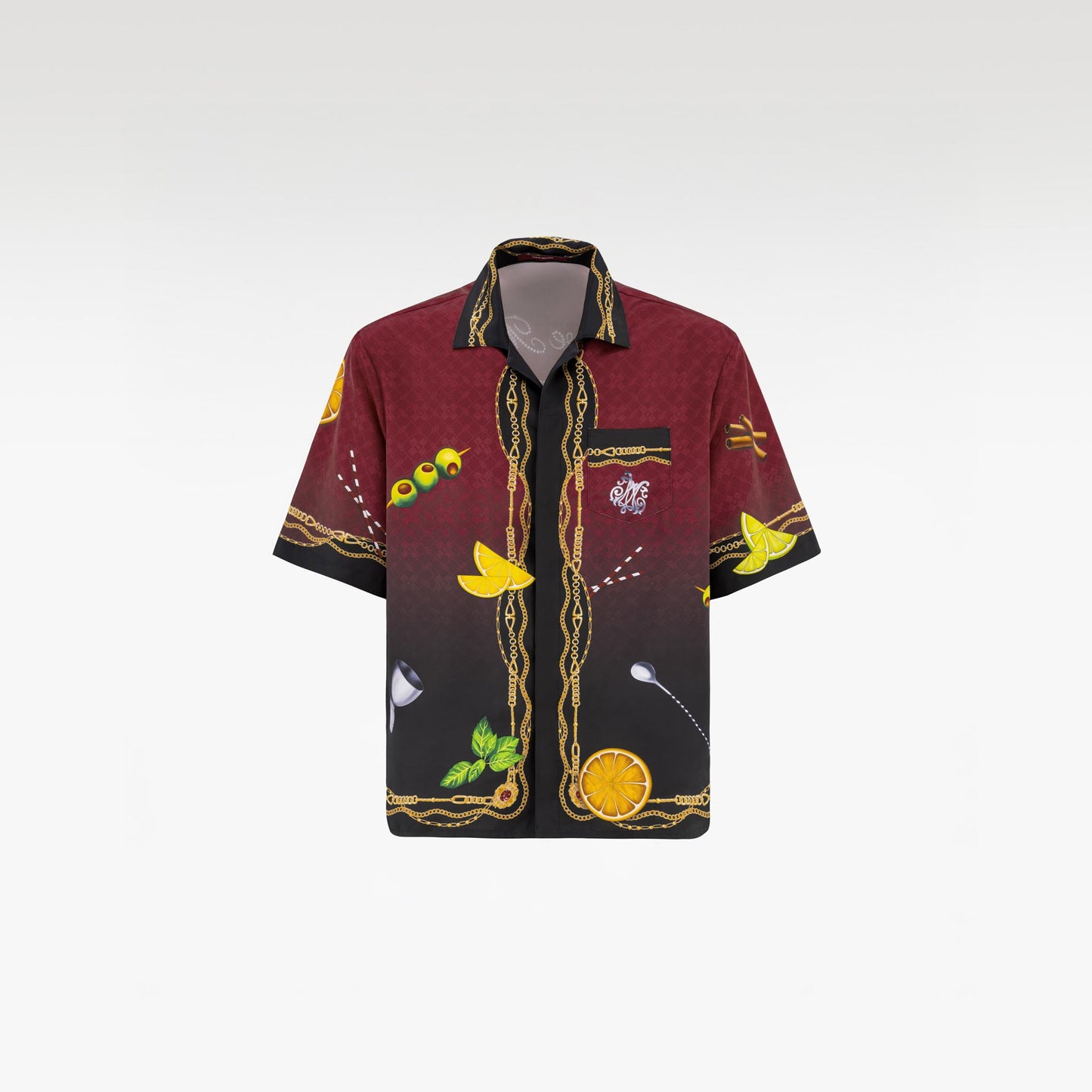 Agent 00K Silk Shirt | Printed Silk Taffeta Cuban Collar Short Sleeve Nightlife Cocktail