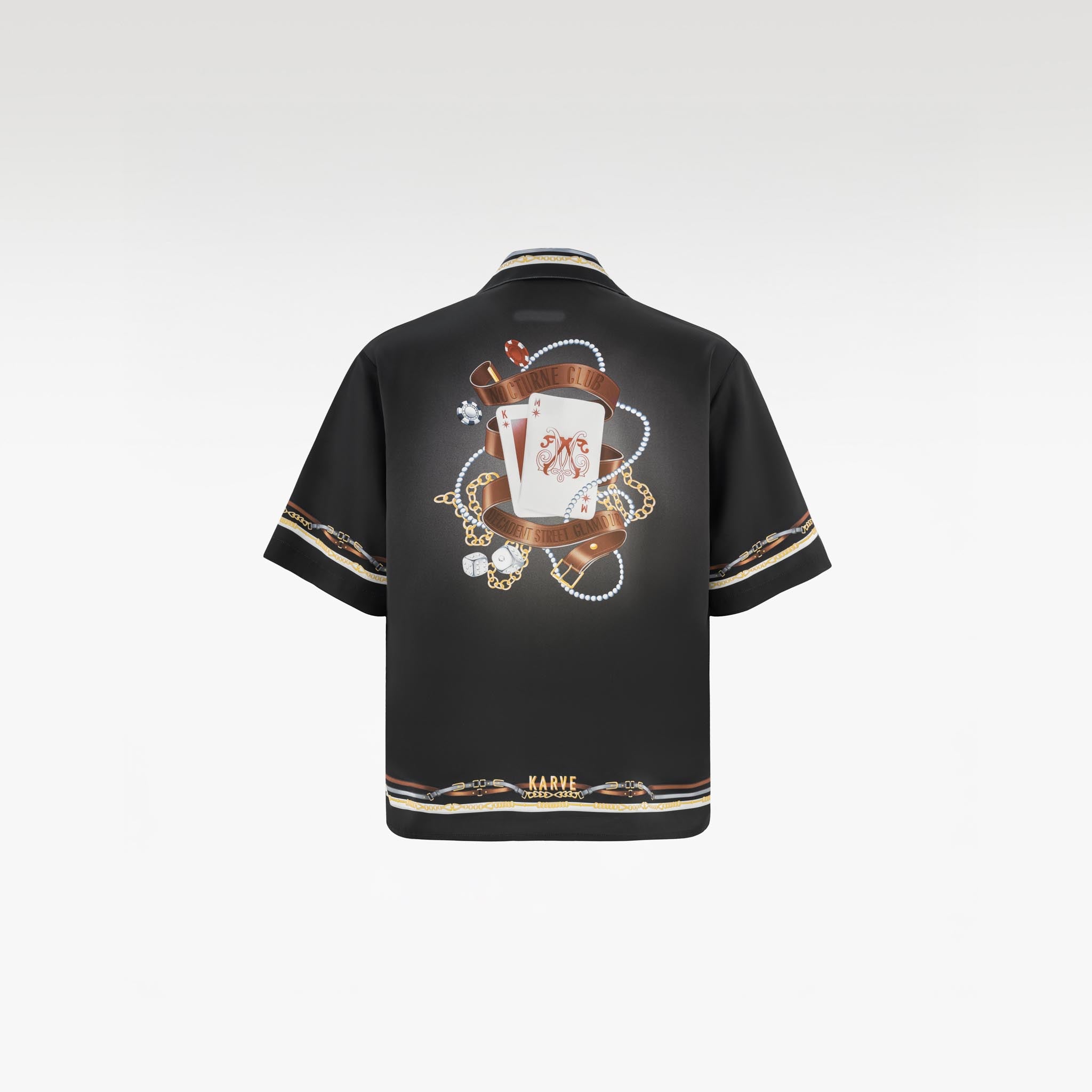 Black Ace Silk Shirt | Printed Silk Cuban Collar Short Sleeve