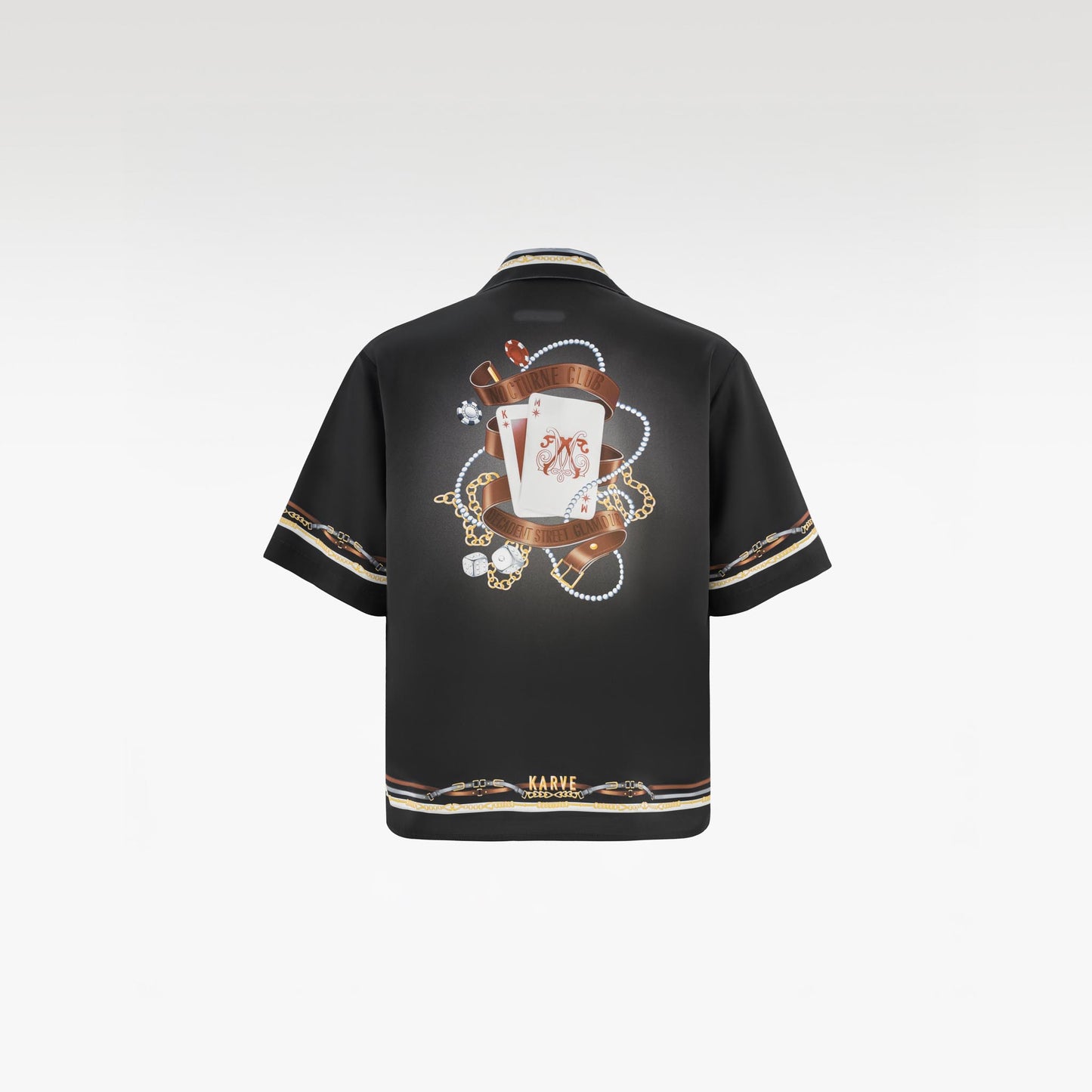 Black Ace Silk Shirt | Printed Silk Cuban Collar Short Sleeve Decadent Dice Game