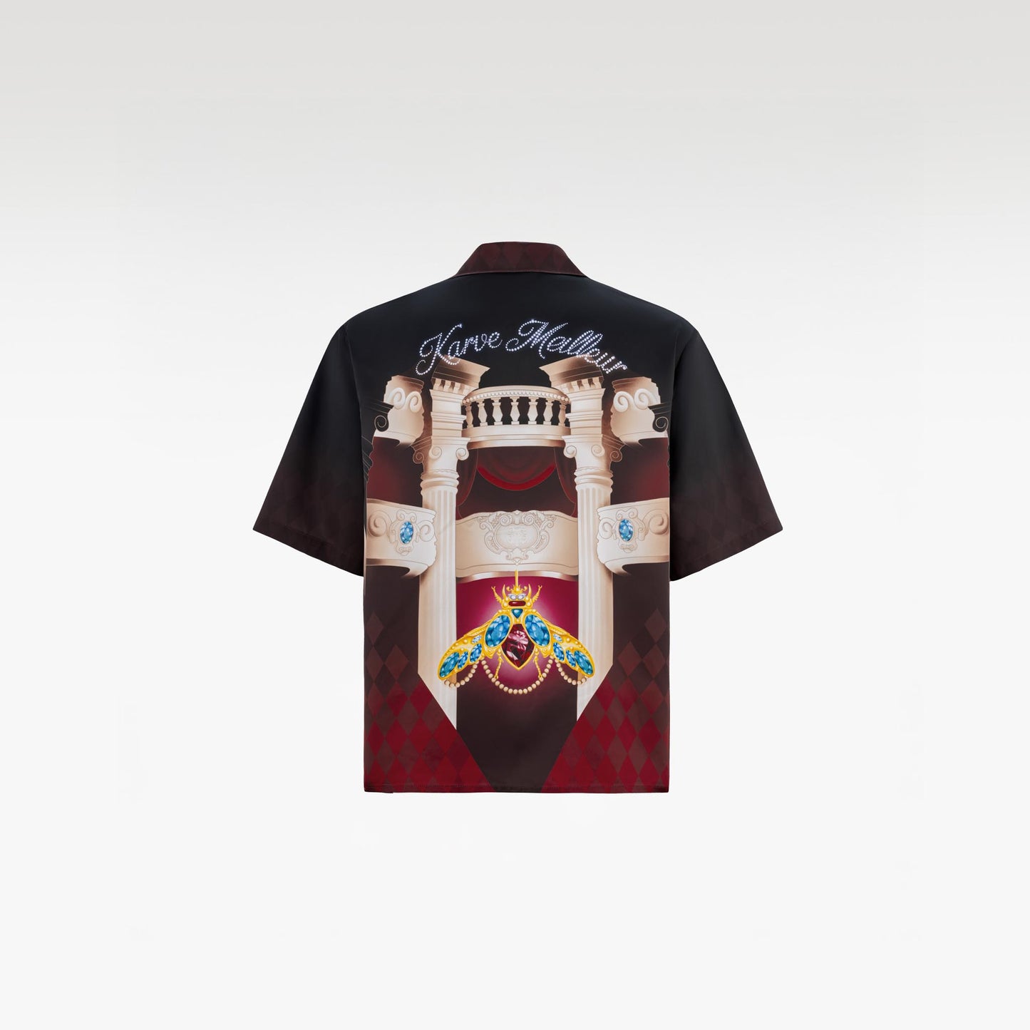 Phantom Silk Shirt | Printed Silk Taffeta Cuban Collar Short Sleeve Shirt