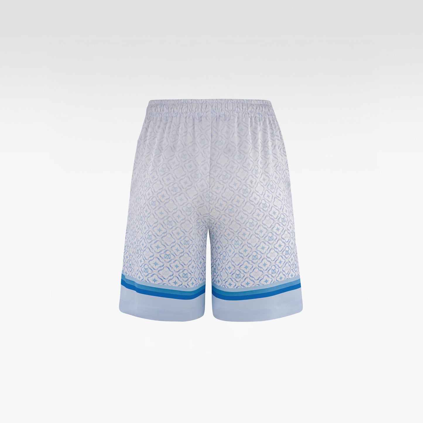 K Mania Blue Silk Shorts |  High-End Printed Silk Monogram Design