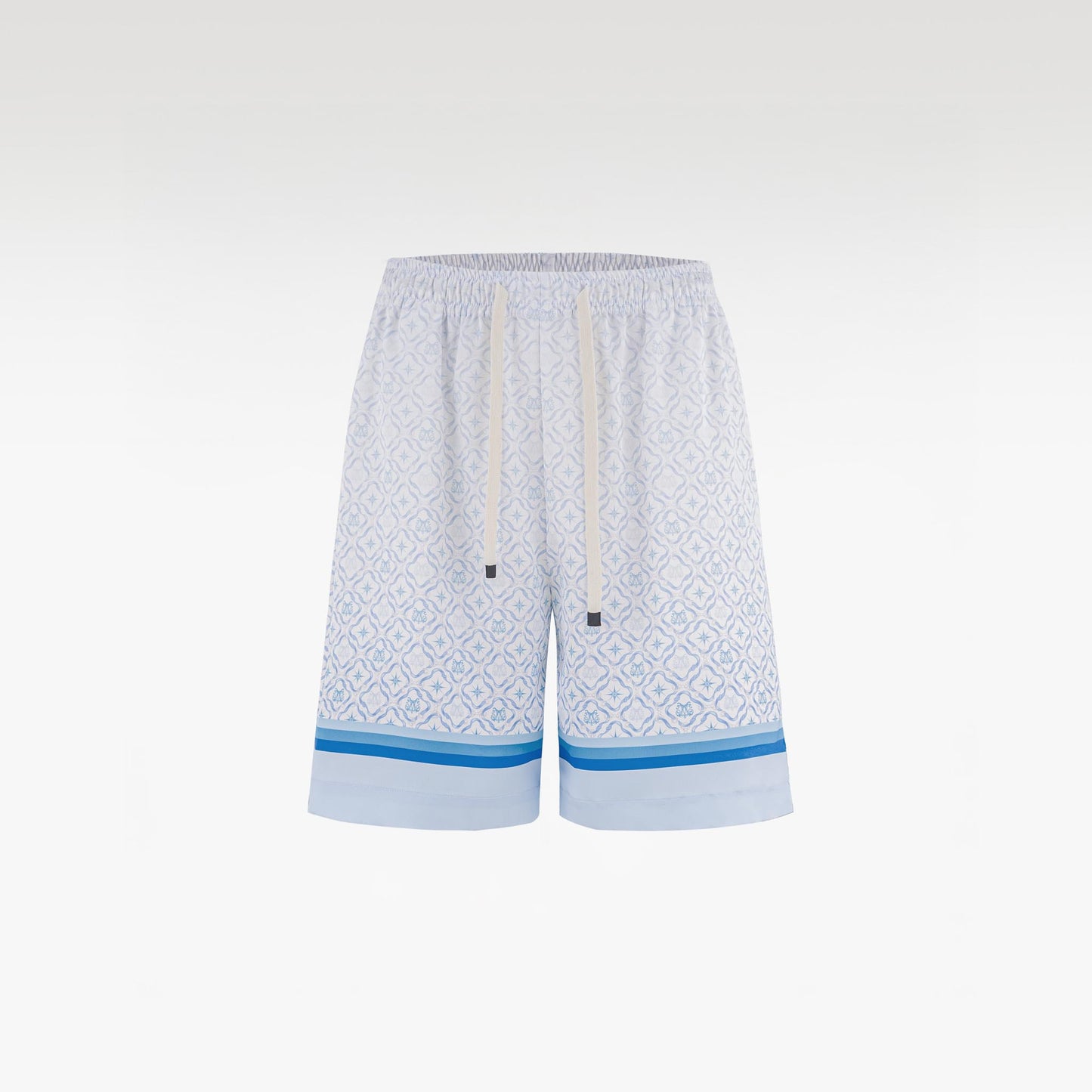 K Mania Blue Silk Shorts |  High-End Printed Silk Monogram Design