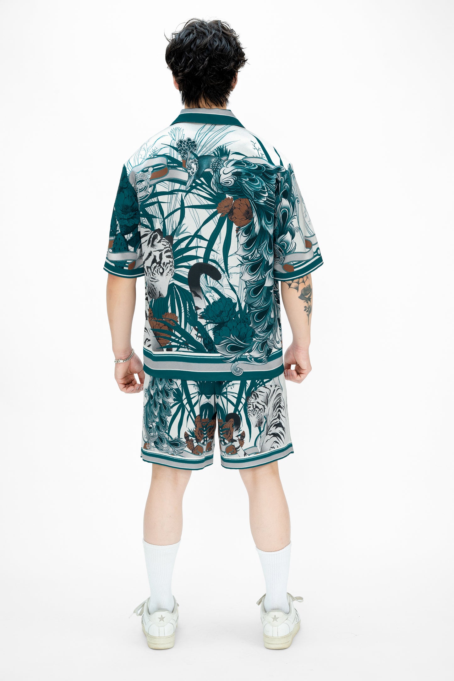 Verdant Realm Silk Shirt | Relaxed Fit Short-Sleeve Cuban Collar Silk Shirt
