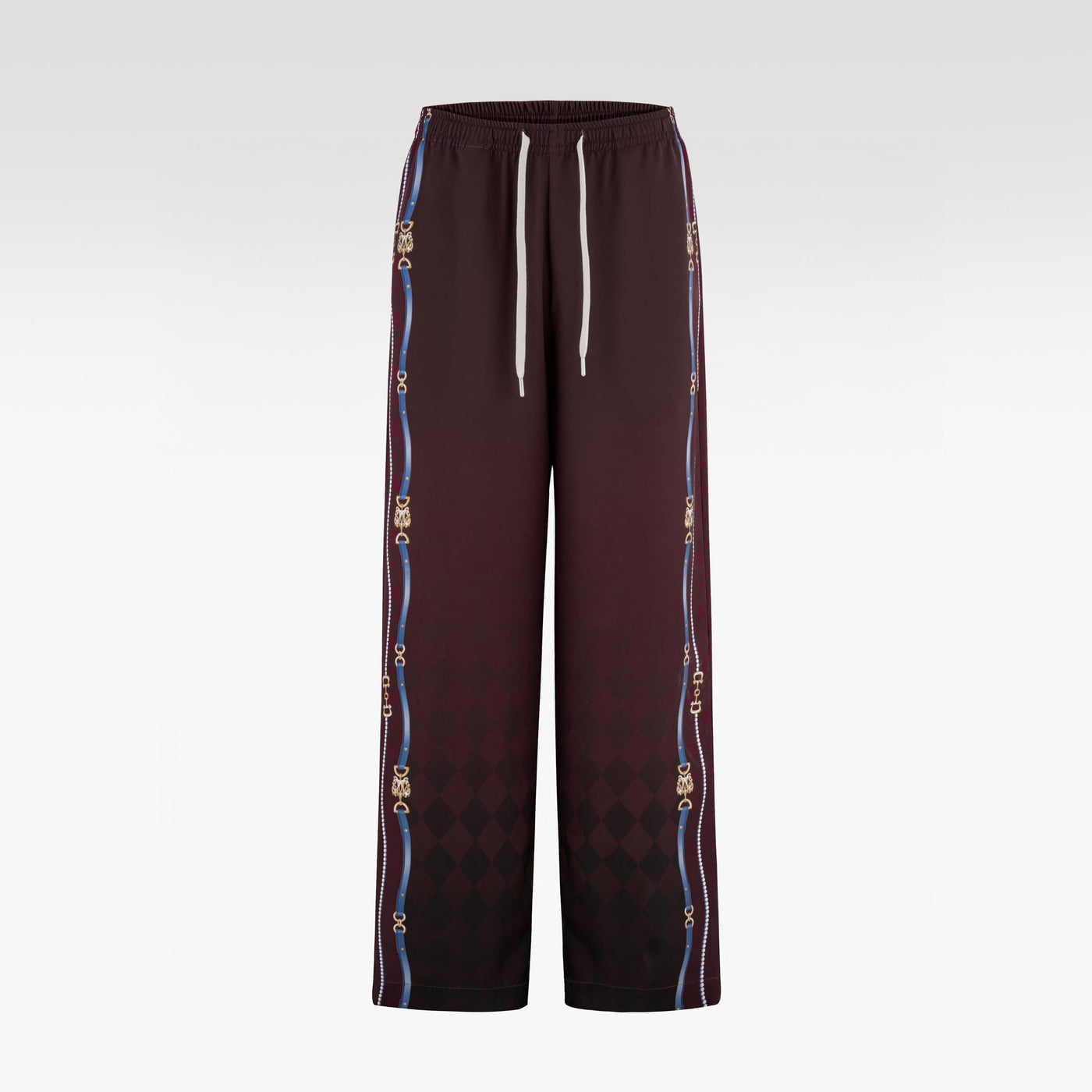 The Night Duke Silk Pants | Designer Silk Taffeta Card Print Resort Pants