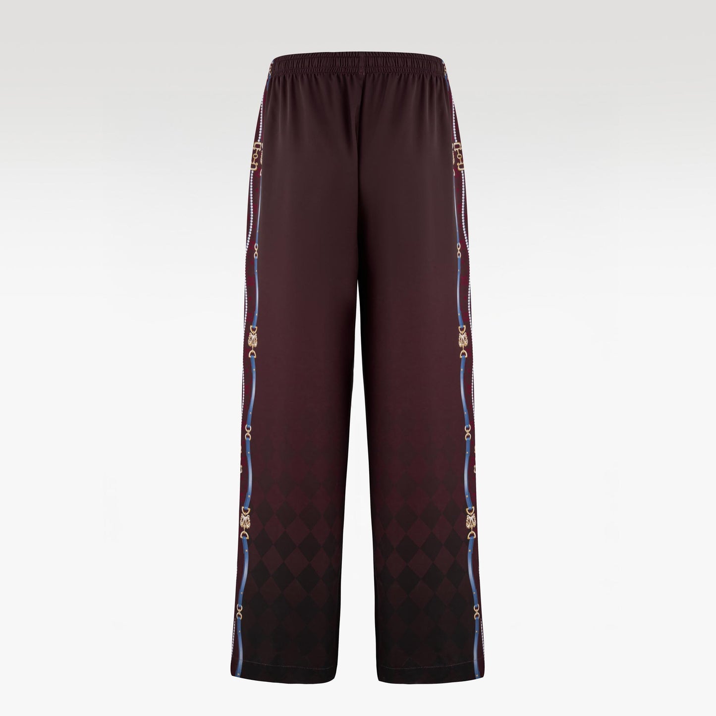 The Night Duke Silk Pants | Designer Silk Taffeta Card Print Resort Pants