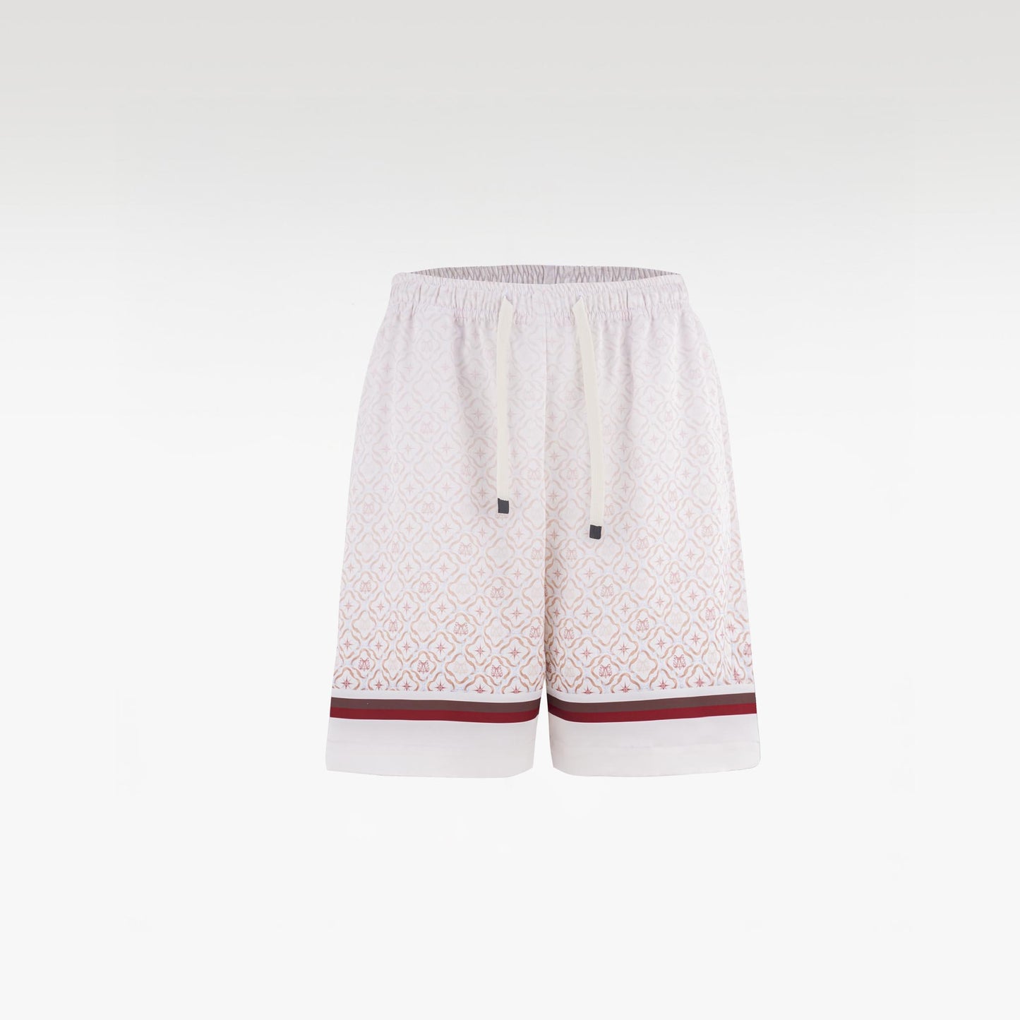 K Mania Red Silk Shorts | High-End Printed Silk Monogram Design