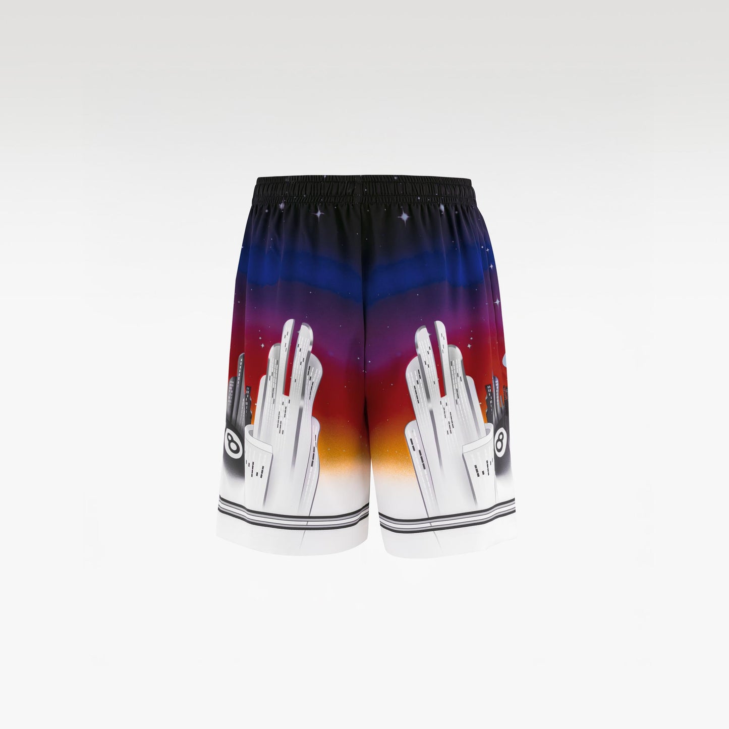 K City Silk Shorts | Premium Printed Silk Taffeta Futuristic Cityscape