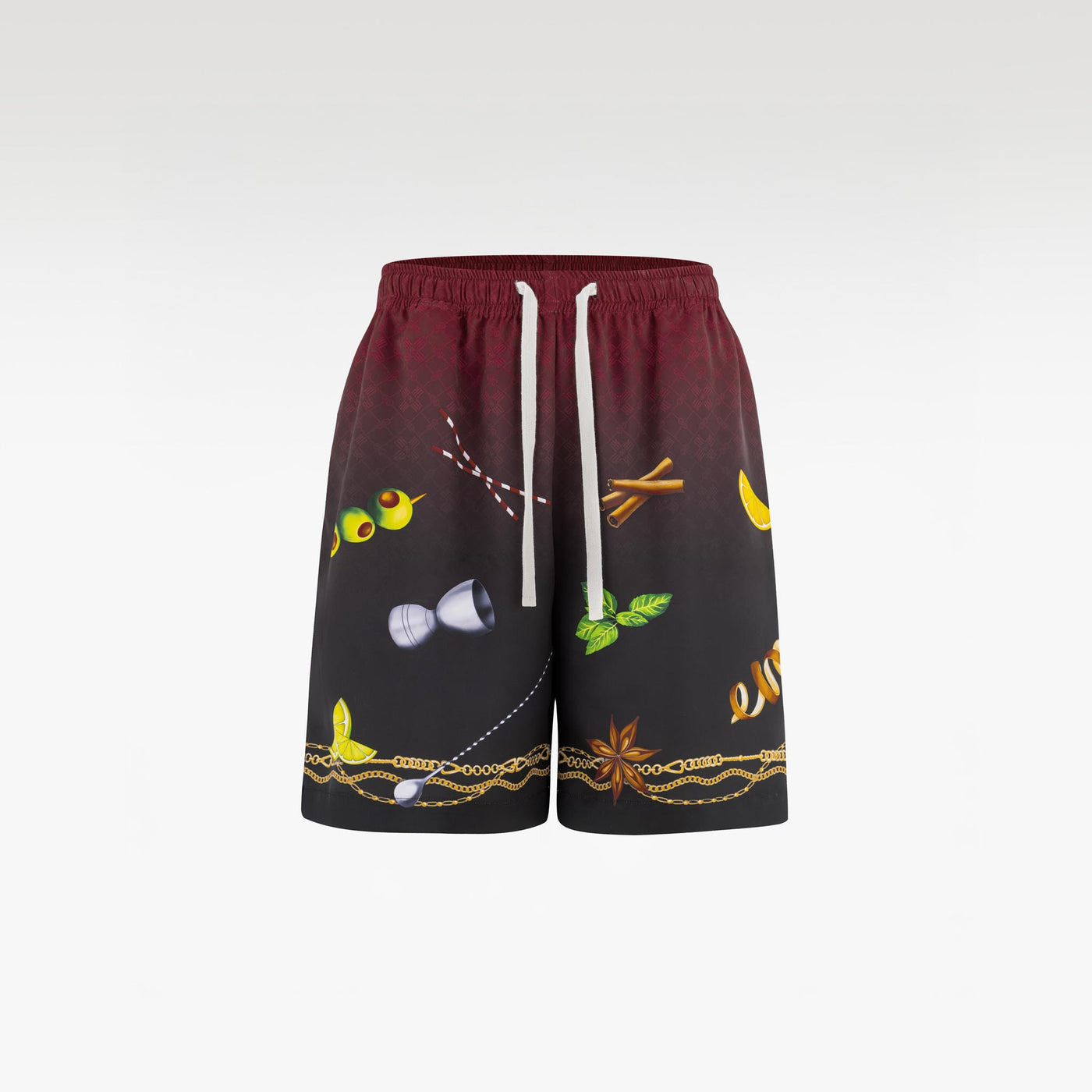 Agent 00K Silk Shorts | Printed Taffeta Burgundy Gradient Cocktail Print