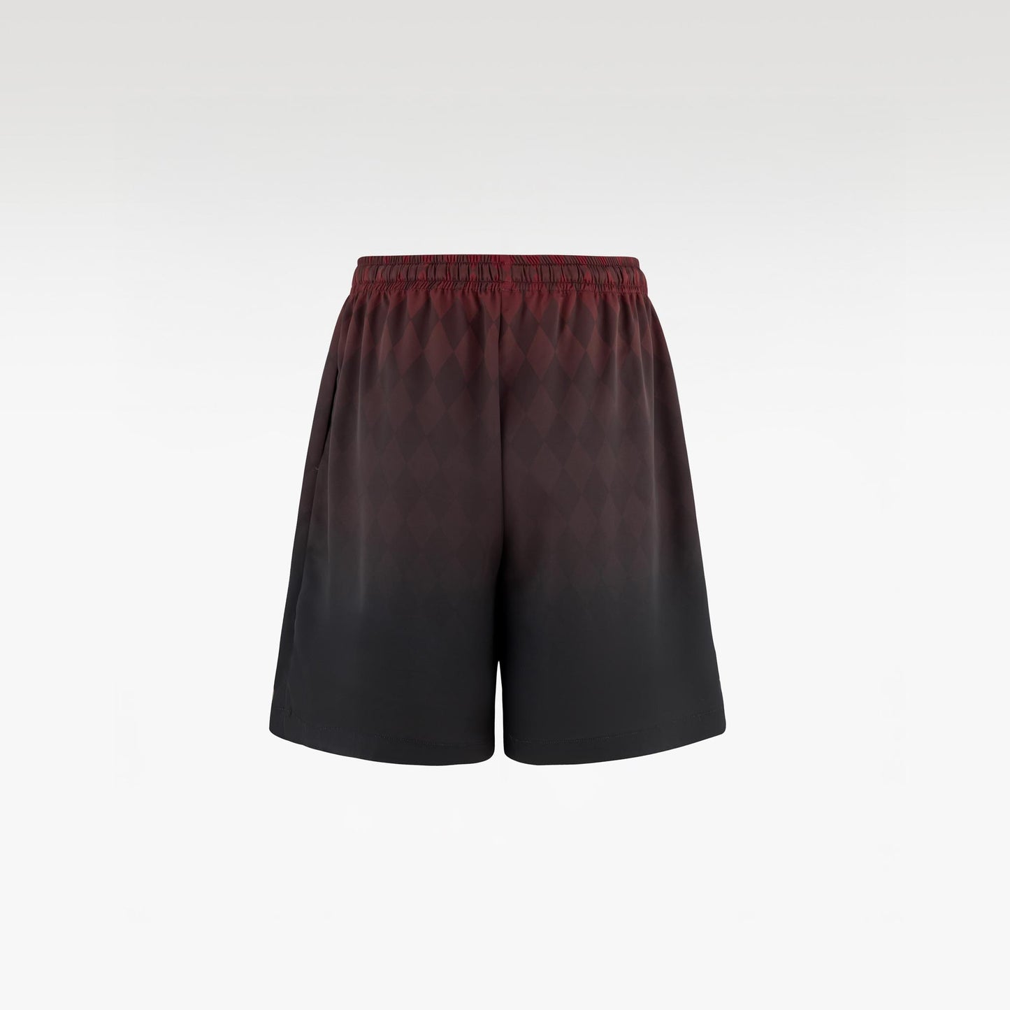 Phantom Silk Shorts | Printed Silk Taffeta - Card Iconography, Burgundy Fade