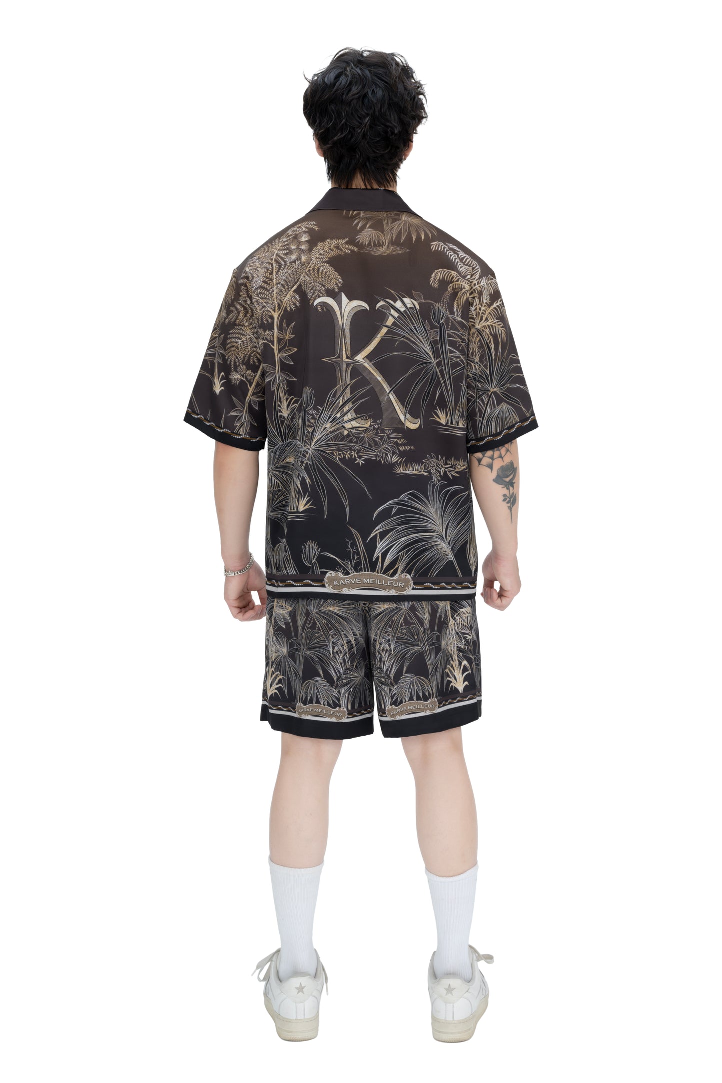 Tiger Black Silk Shirt | Relaxed Short Sleeve Cuban Collar Shirt