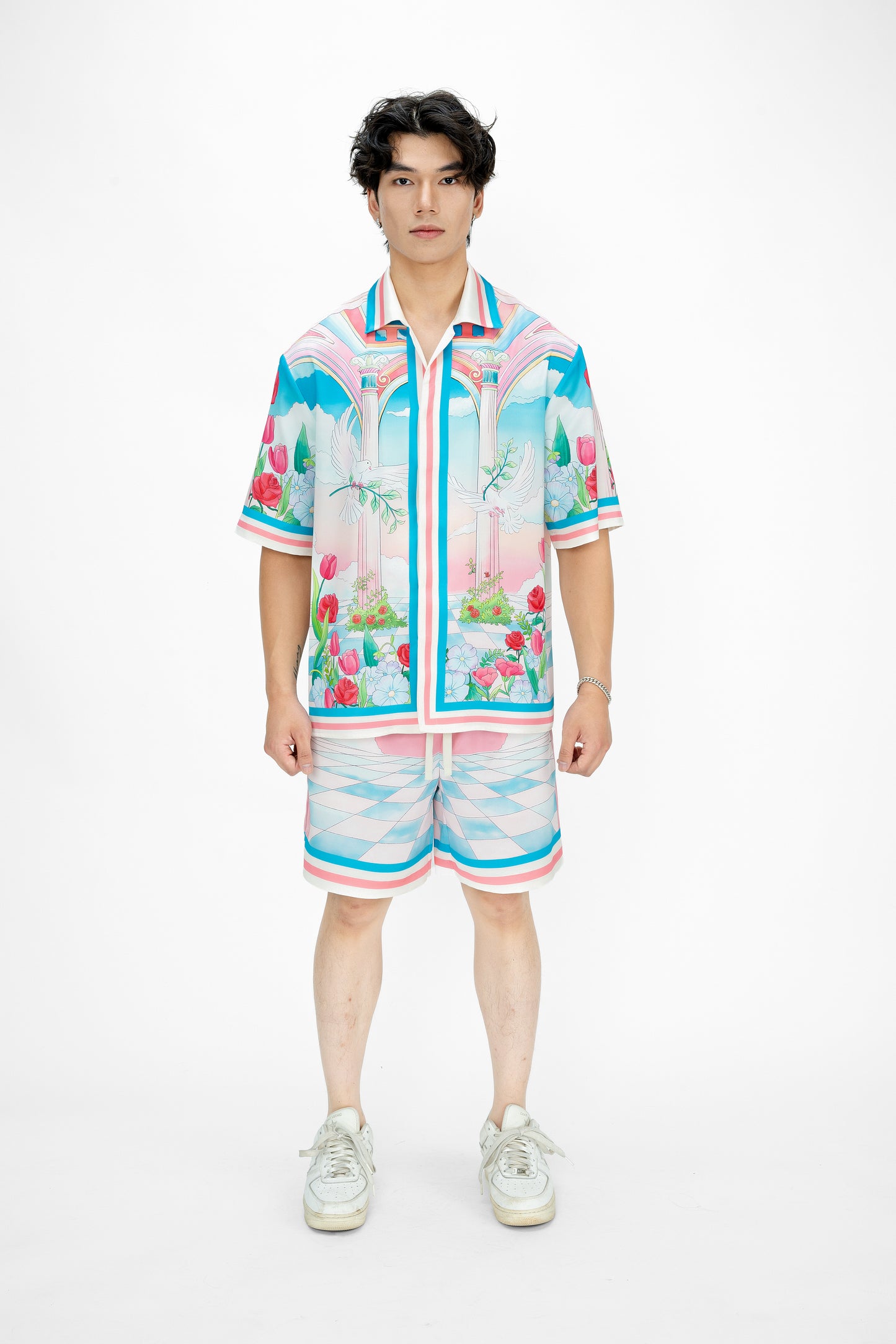 Dove Paradise Silk Shirt | Relaxed Short Sleeve Cuban Collar Shirt
