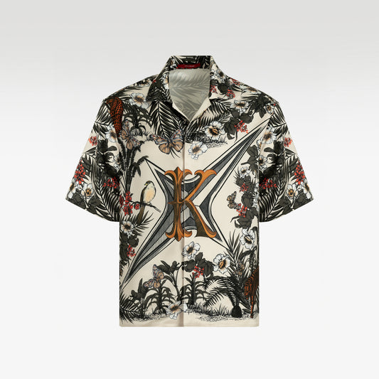 Sylvan Earth Silk Shirt | Relaxed Fit Short-Sleeve Cuban Collar Silk Shirt