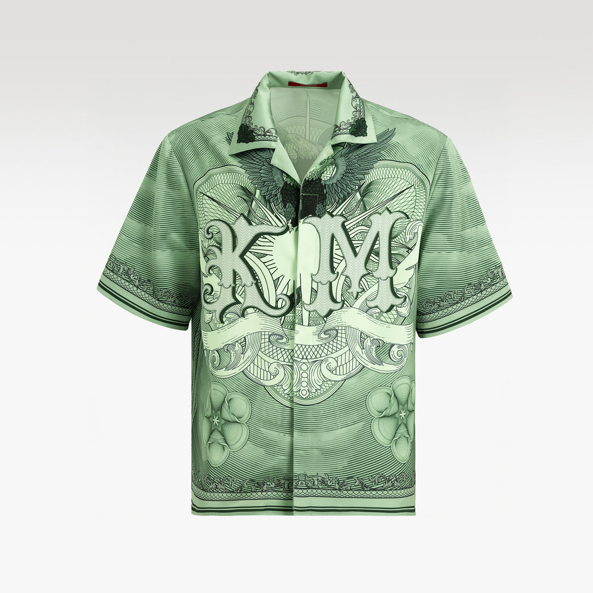 Green Dollar Silk Shirt | Relaxed Short Sleeve Cuban Collar Shirt