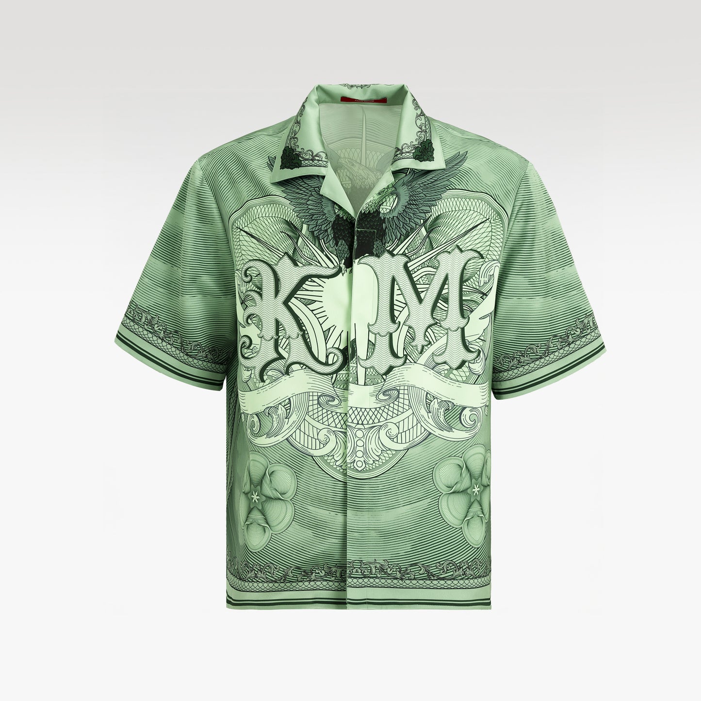 Green Dollar Silk Shirt | Relaxed Short Sleeve Cuban Collar Shirt