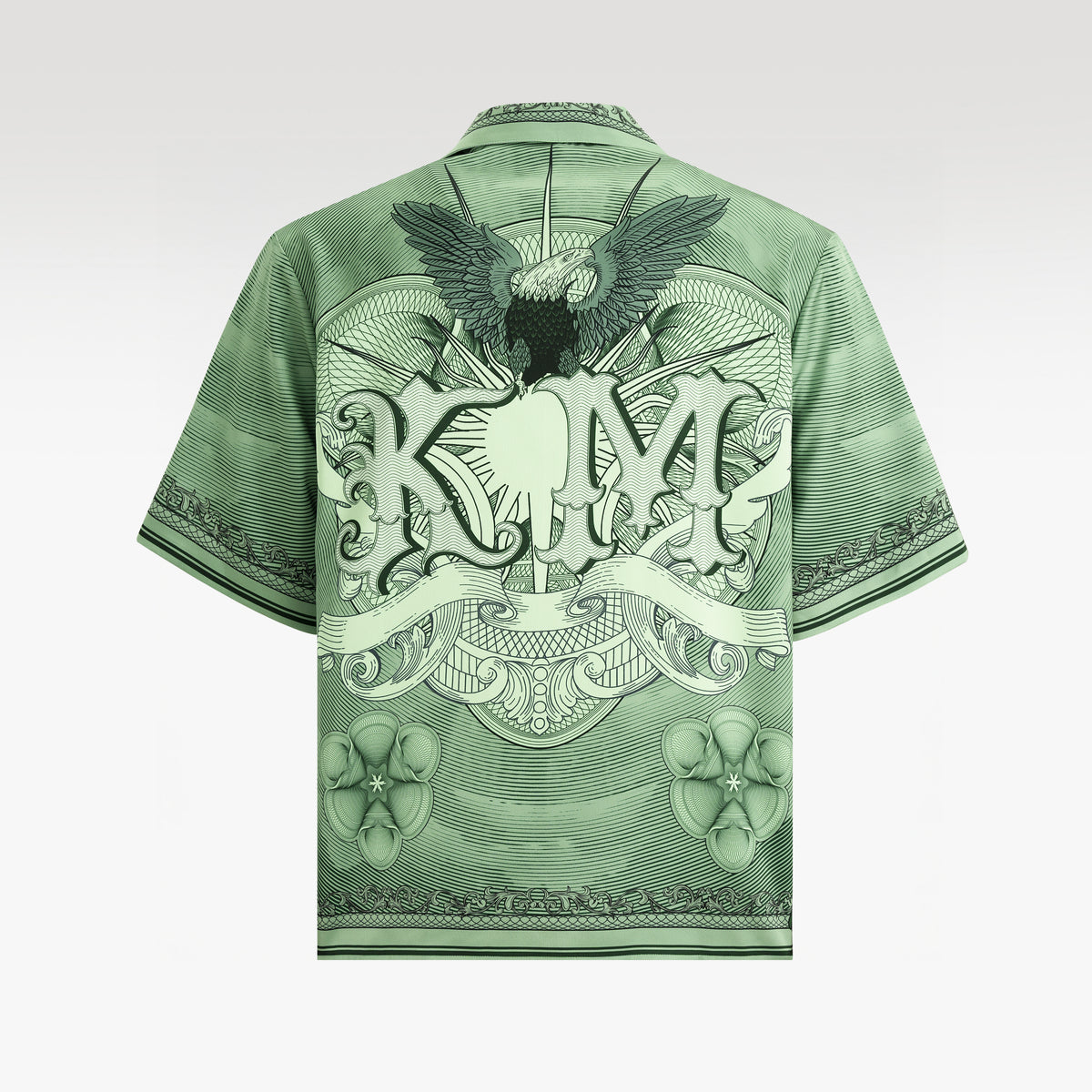 Green Dollar Silk Shirt | Relaxed Short Sleeve Cuban Collar Shirt