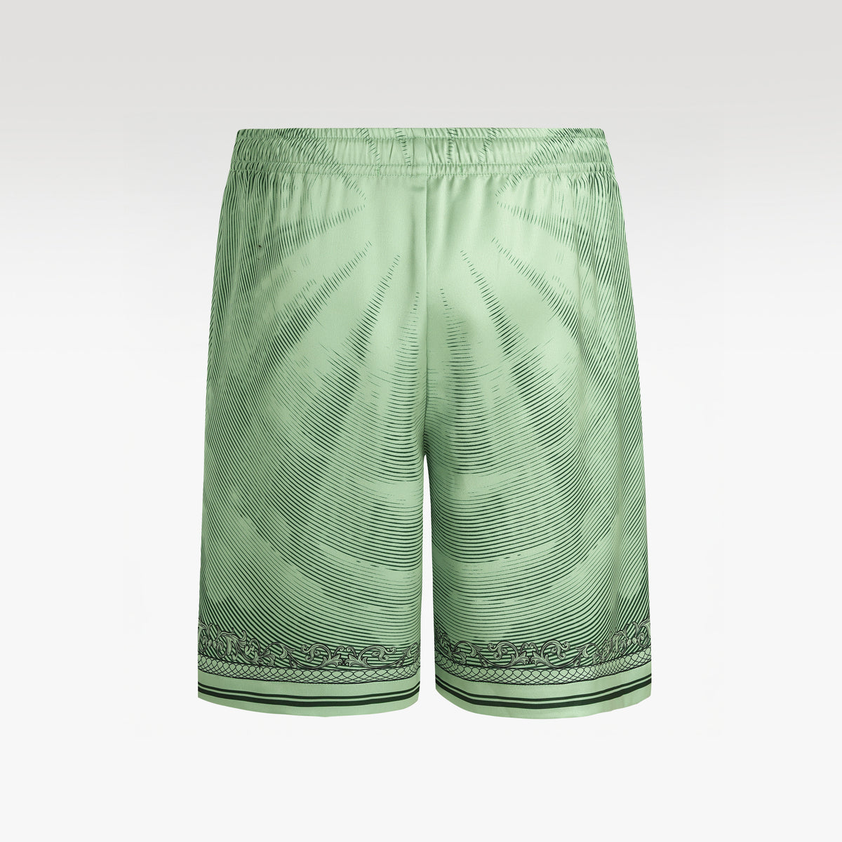 Green Dollar Silk Shorts | Drawstring Elastic Waistband Silk Shorts