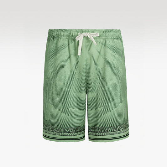 Green Dollar Silk Shorts | Drawstring Elastic Waistband Silk Shorts