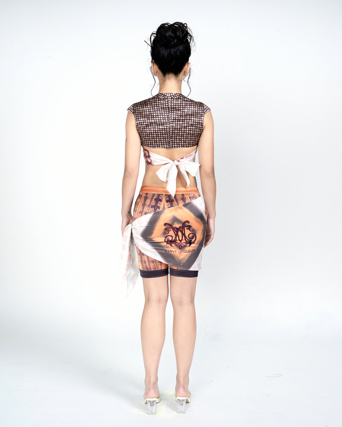 Born For Glory Top | Scarf Overlay Cap Sleeve Crop Top